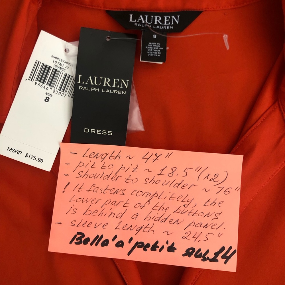 Brand Ralph Lauren Orange Long Sleeve Maxi Dress - Picture 6 of 15